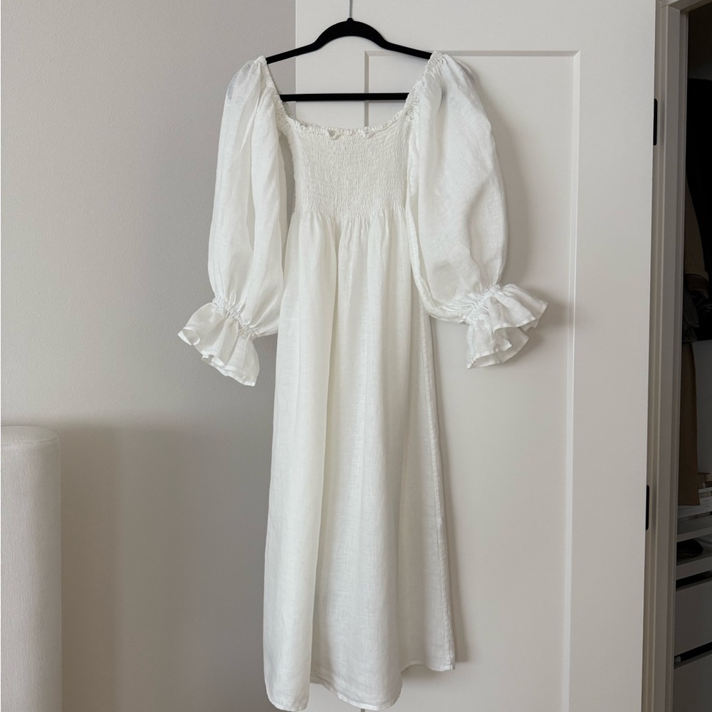 Sleeper Atlanta white linen dress